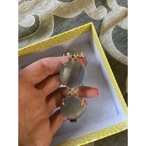 NEW Kendra Scott Women's Signature Cassie Gold Slate Cat Eye Link Bracelet 8" - Picture 1 of 6